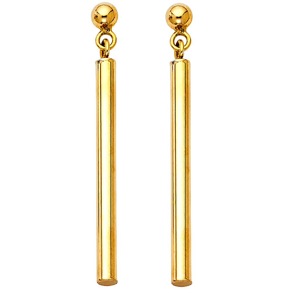 14KY Round Bar Hanging Earrings
