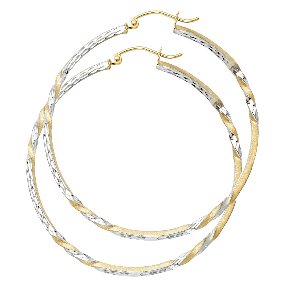 14K 2T Curled Hoop Earrings ER-0922