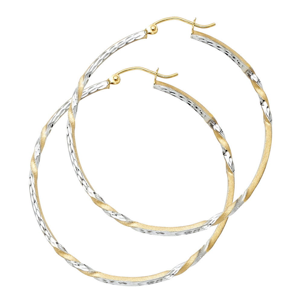 14K 2T Curled Hoop Earrings