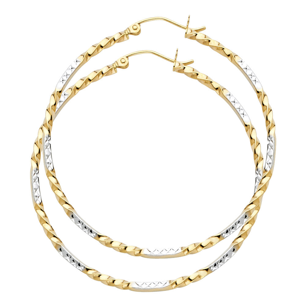 14K 2T Curled Hoop Earrings ER-0931