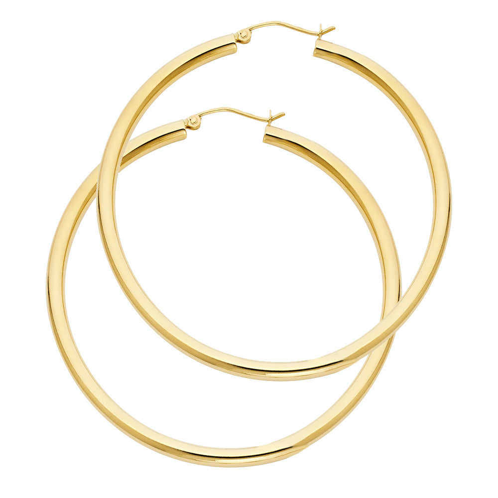 14KY 3mm Plain Hoop Earrings ER-1024