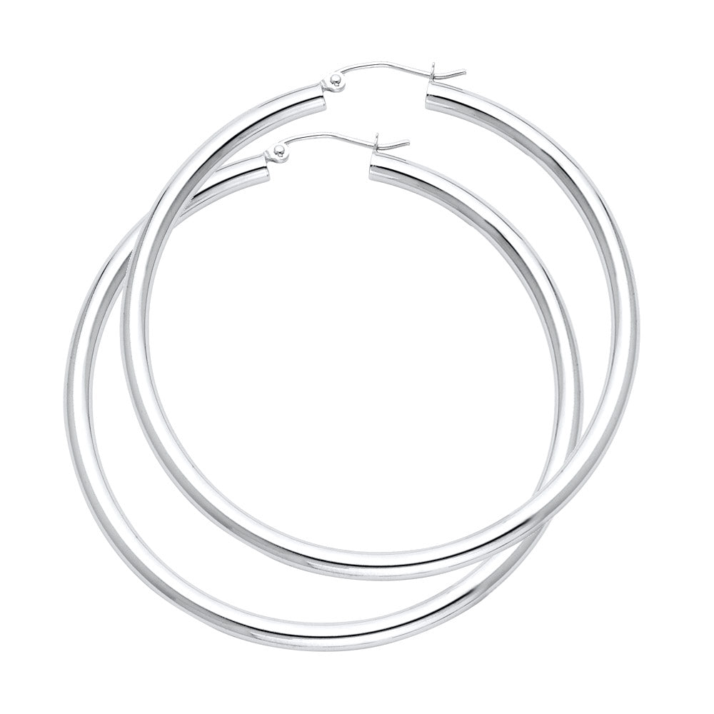 14KW 3mm Plain Hoop Earrings ER-1038