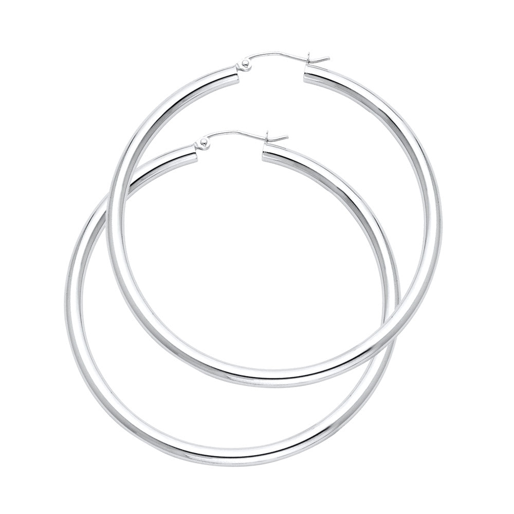 14KW 3mm Plain Hoop Earrings ER-1039