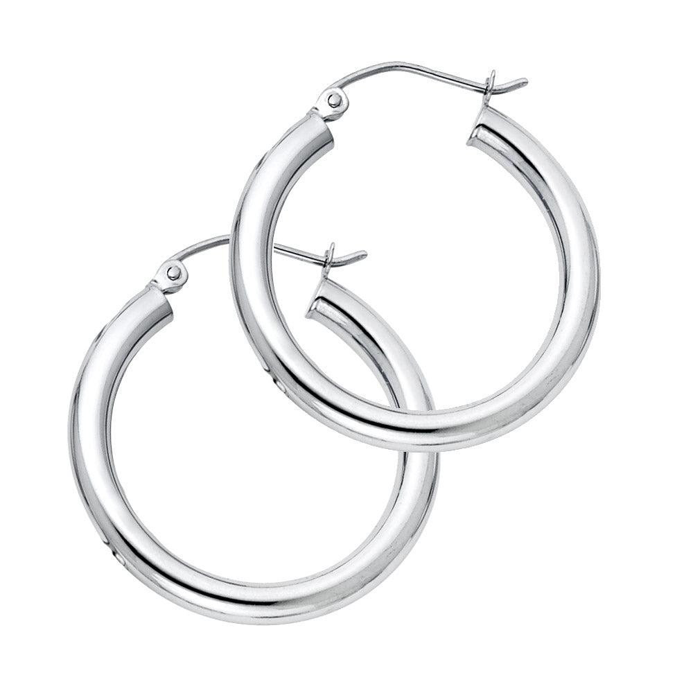 14KW 3mm Plain Hoop Earrings