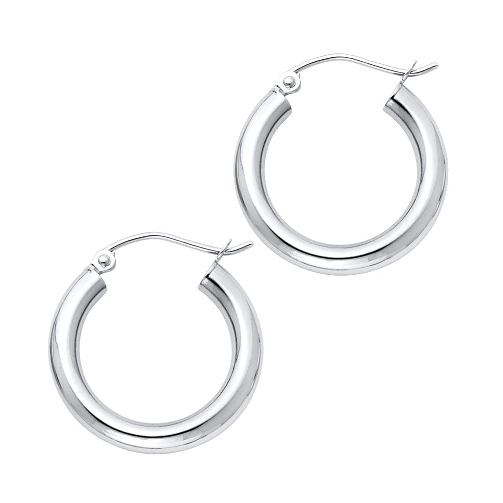 14KW 3mm Plain Hoop Earrings