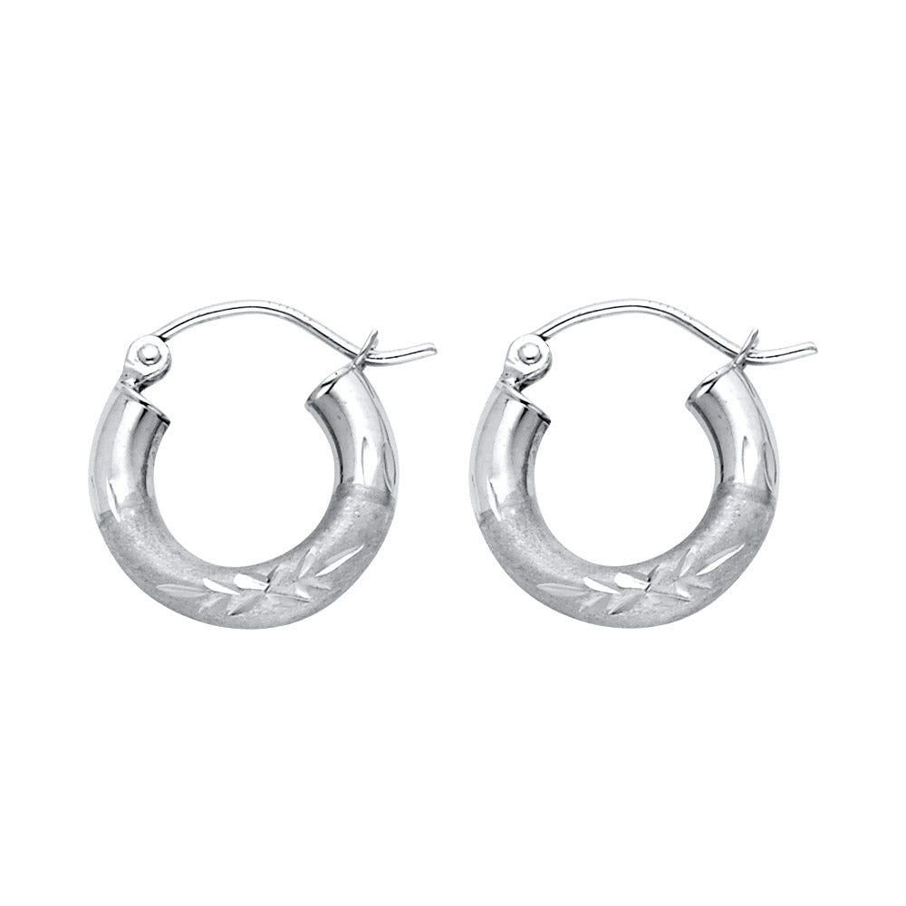 14KW 3mm Budded DC Hoop Earrings ER-1045