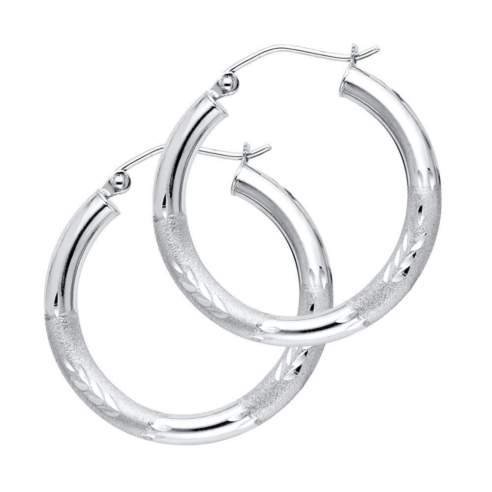 14KW 3mm Budded DC Hoop Earrings ER-1047