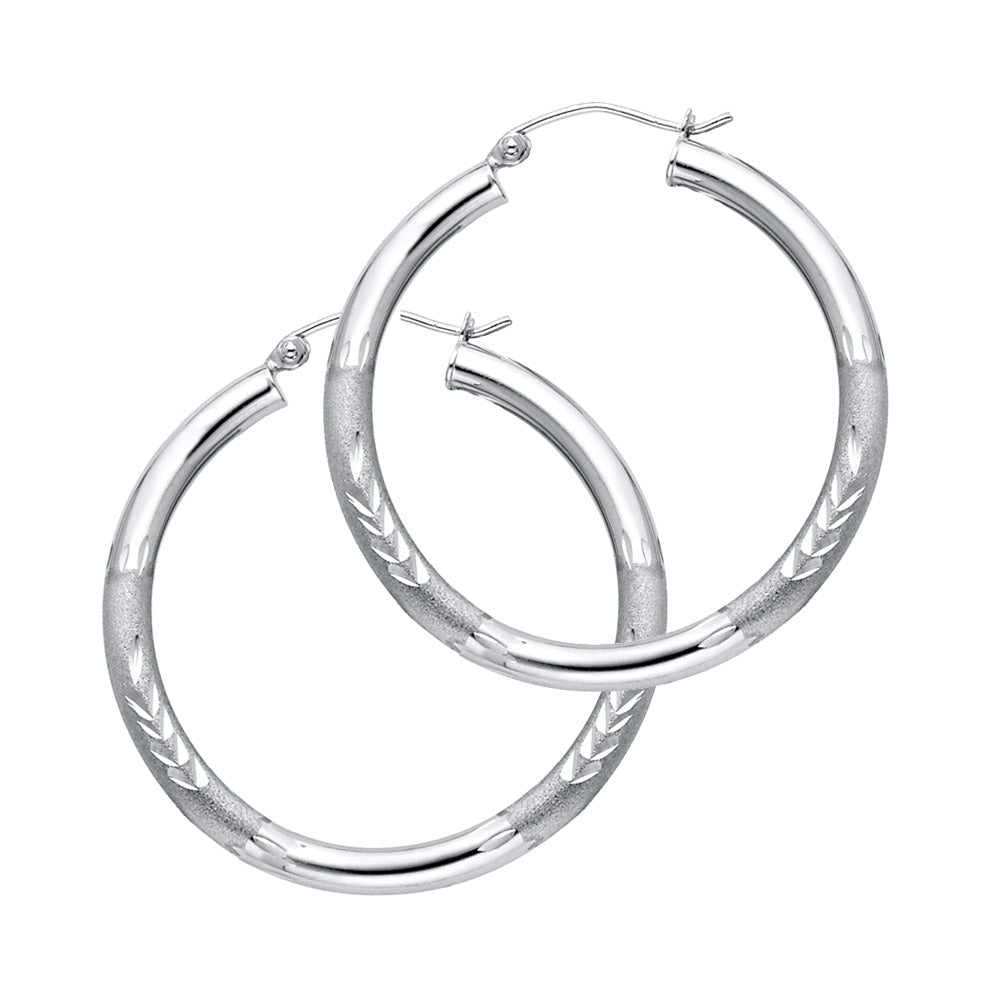 14KW 3mm Budded DC Hoop Earrings
