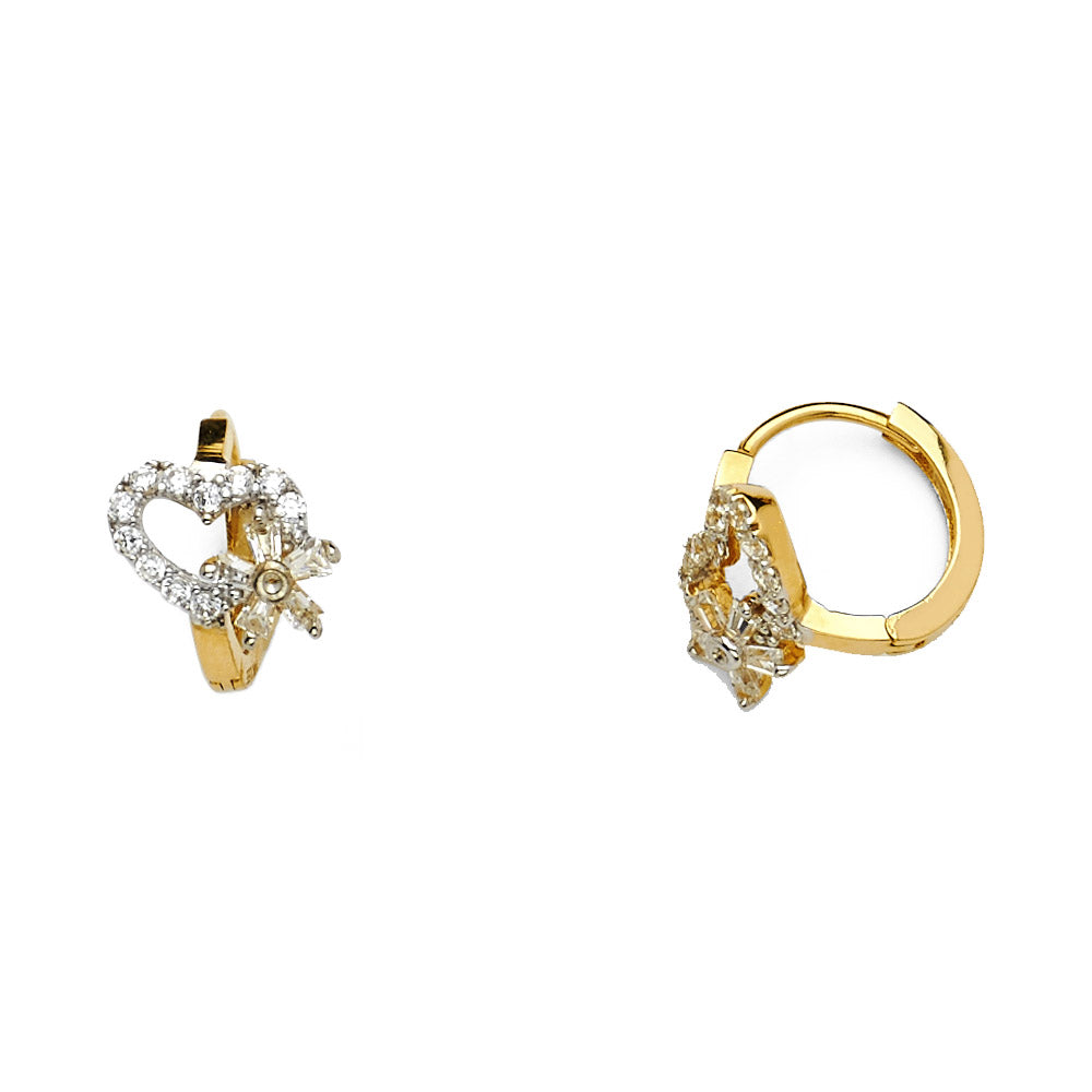 14KY CZ Heart Huggies Earrings