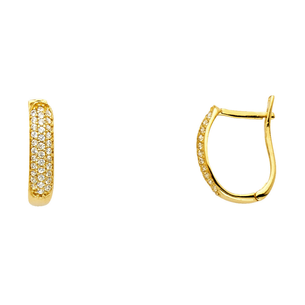 14KY CZ U Shape Huggies Earrings