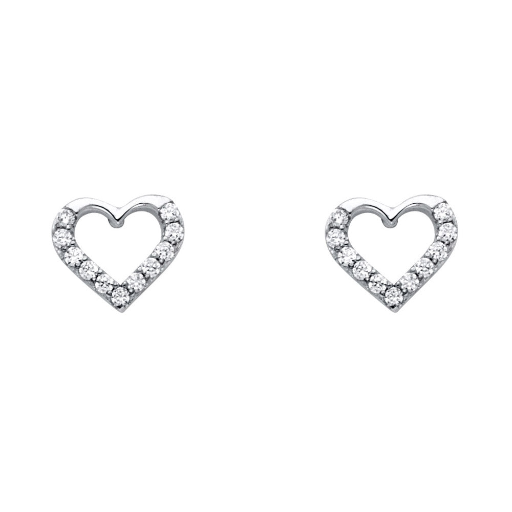 14KW CZ Heart Post Earrings