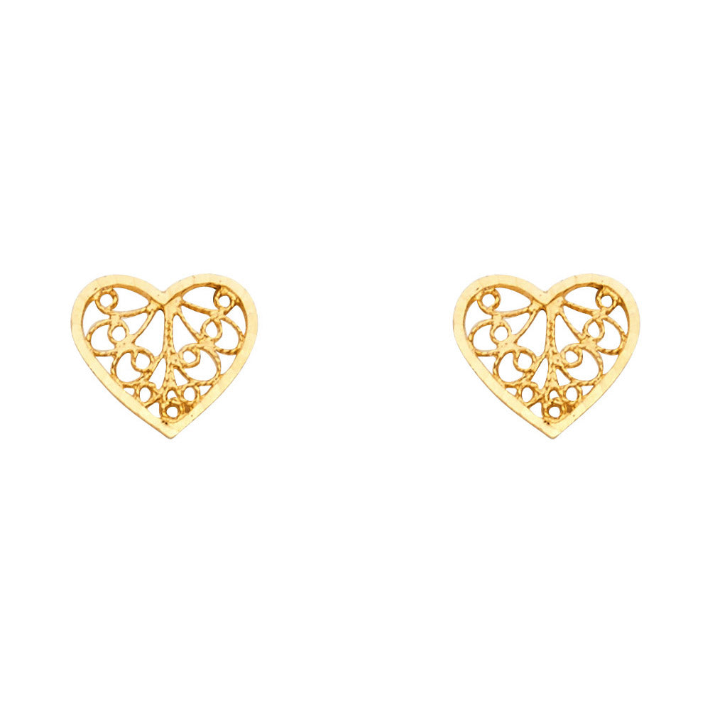 14KY Small Heart Post Earrings