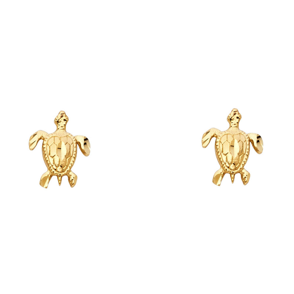 14KY Small Turtle Post Earrings
