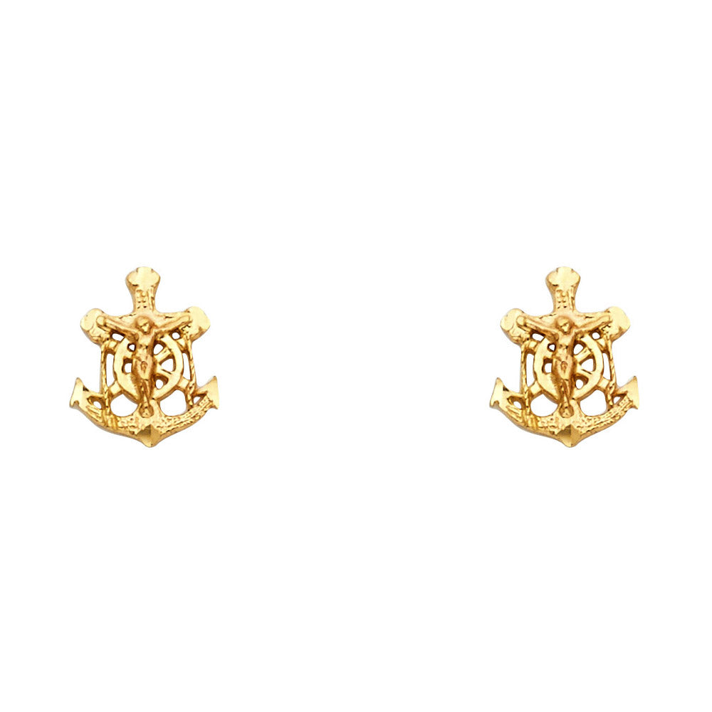 14KY Small Anchor Post Earrings