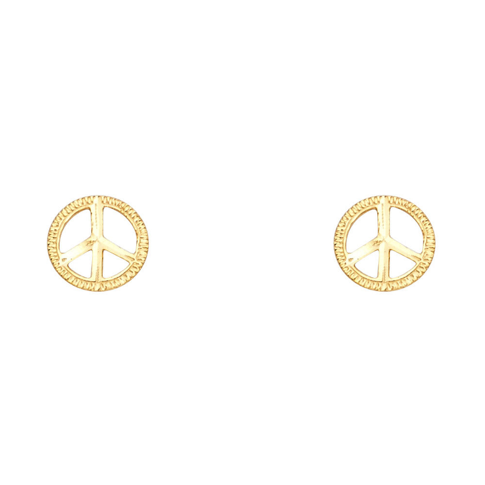 14KY Small Peace Symbol Post Earrings