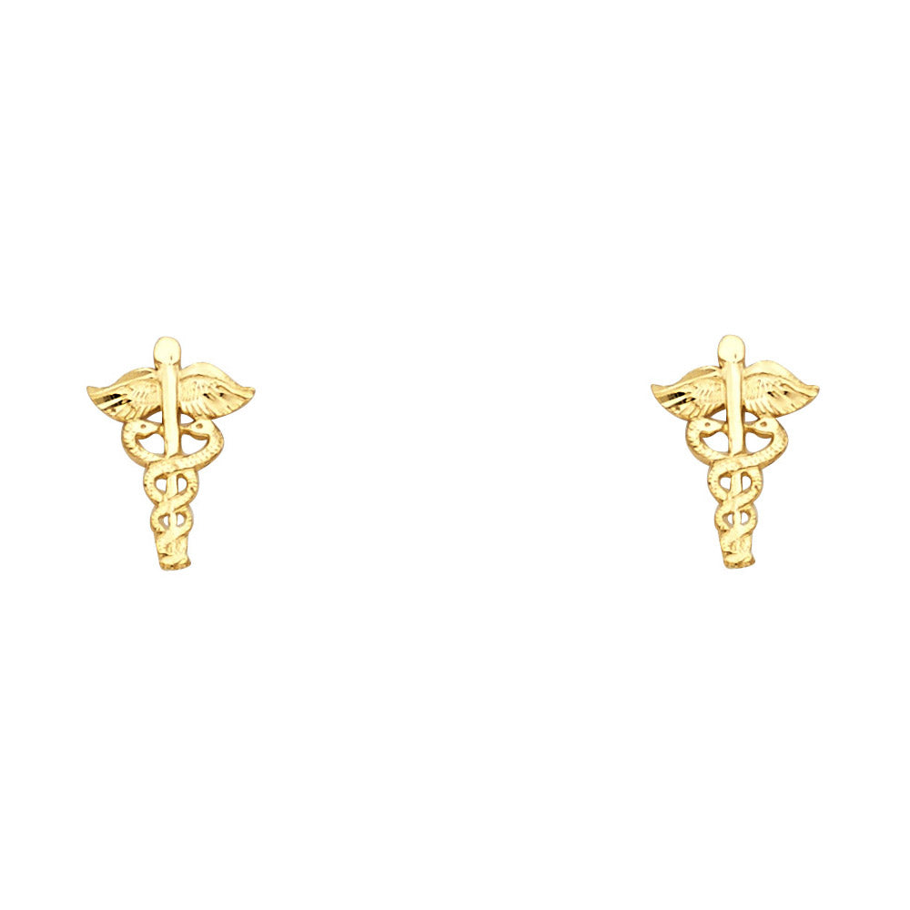 14KY Small Clinic Mark Post Earrings