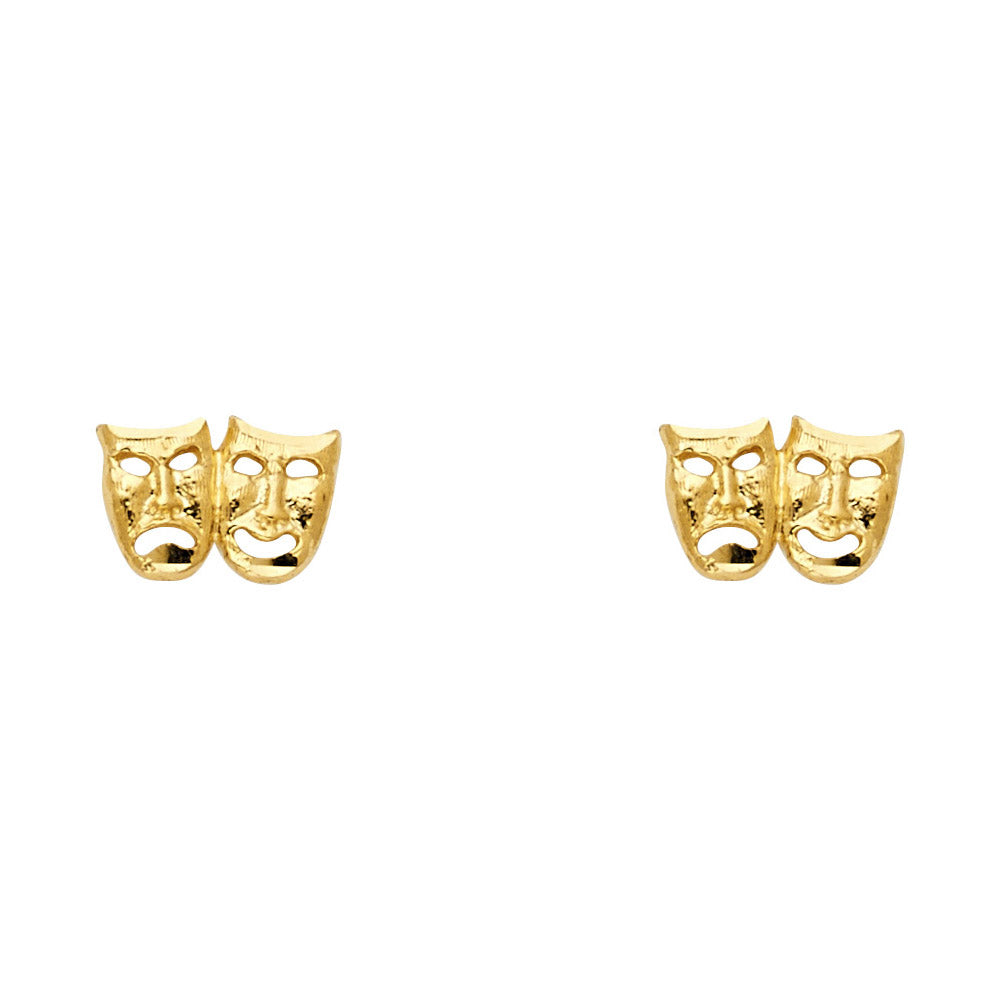 14KY Small Smile/Cry Face Post Earrings