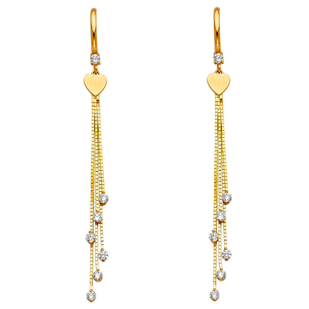 14KY CZ Dangle Huggies Earrings