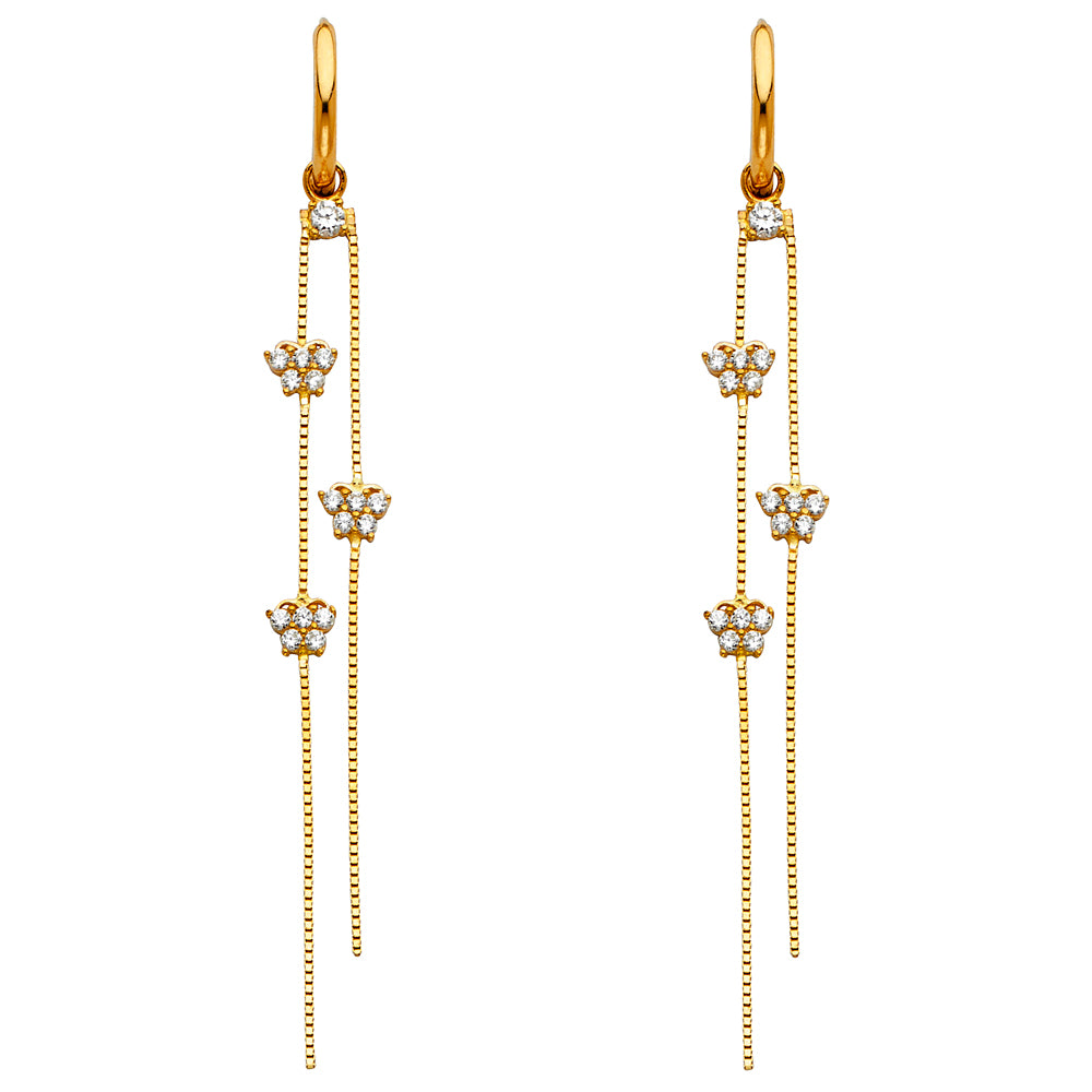14KY CZ Dangle Butterfly Huggies Earrings