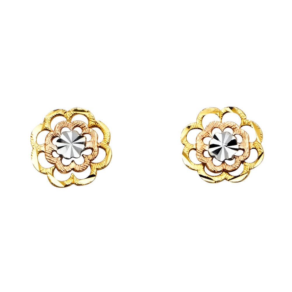 14K 3C Flower Post Earrings