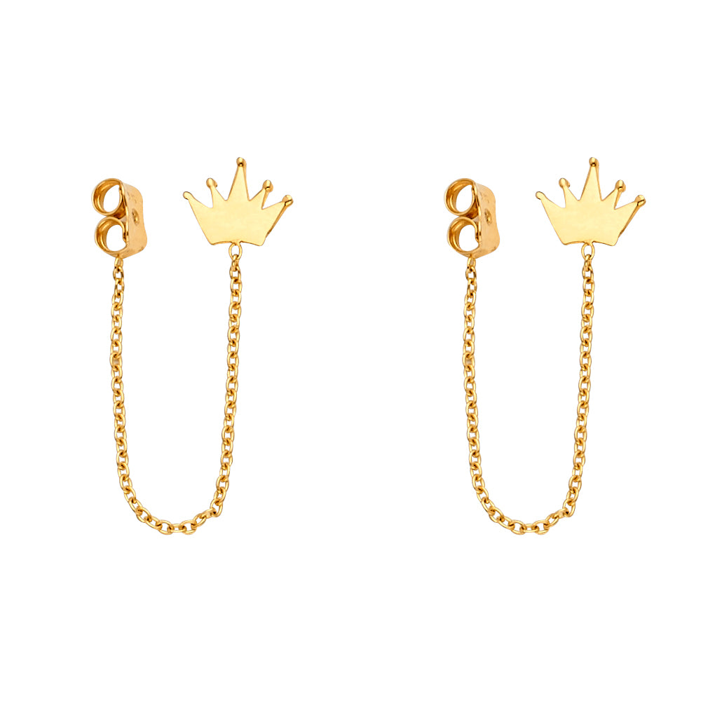 14KY Hanging Crown Earrings