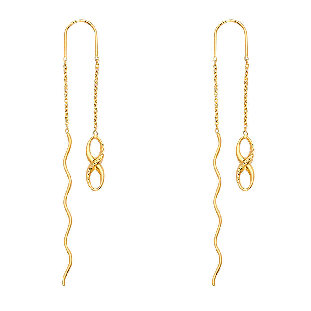 14KY Infinity Front & Back Dangle Earrings