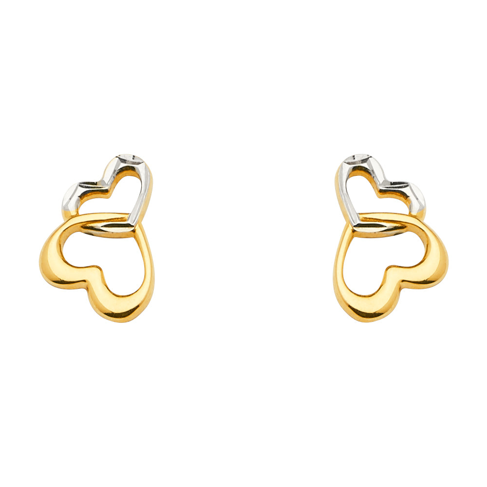 14K 2T Heart Earrings with Push Back