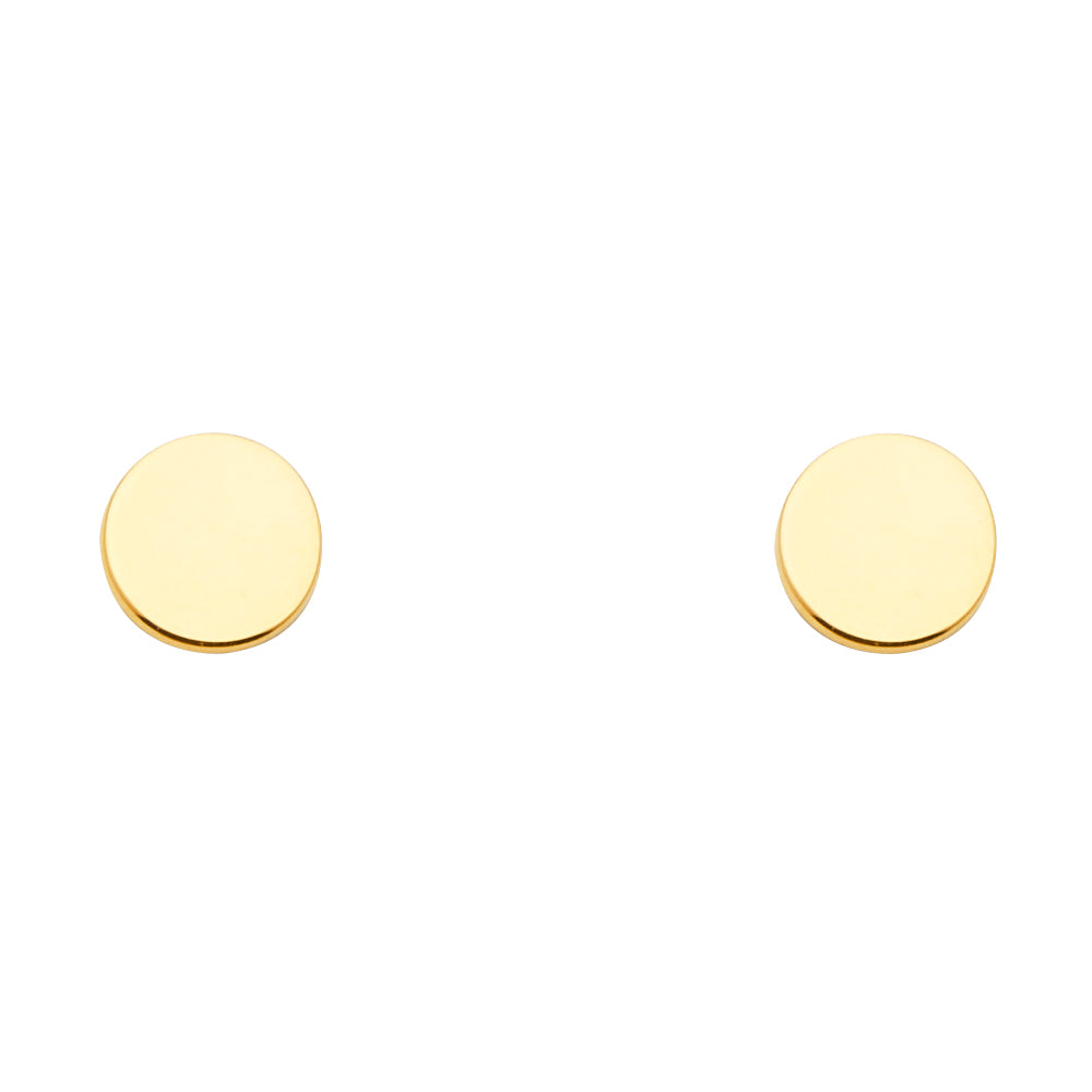 14KY Plain Circle Earrings with Push Back