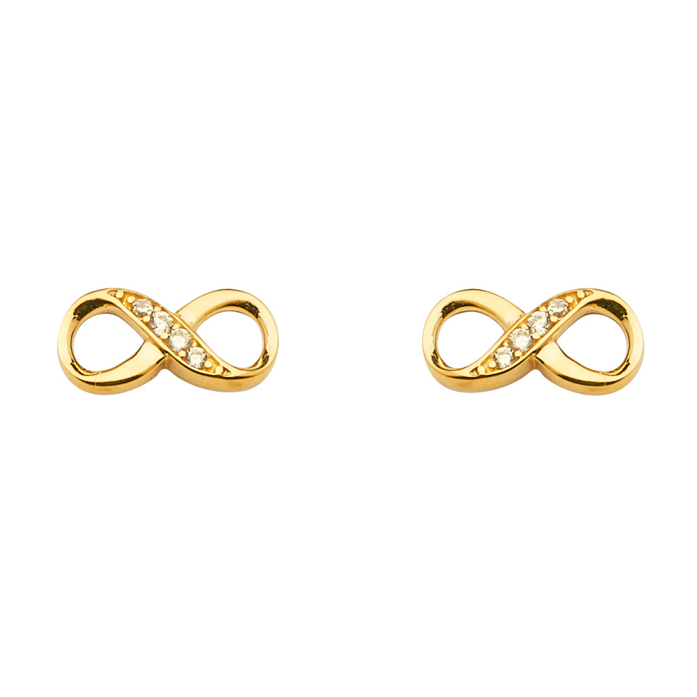 14KY CZ Infinity Earrings with Push-Back