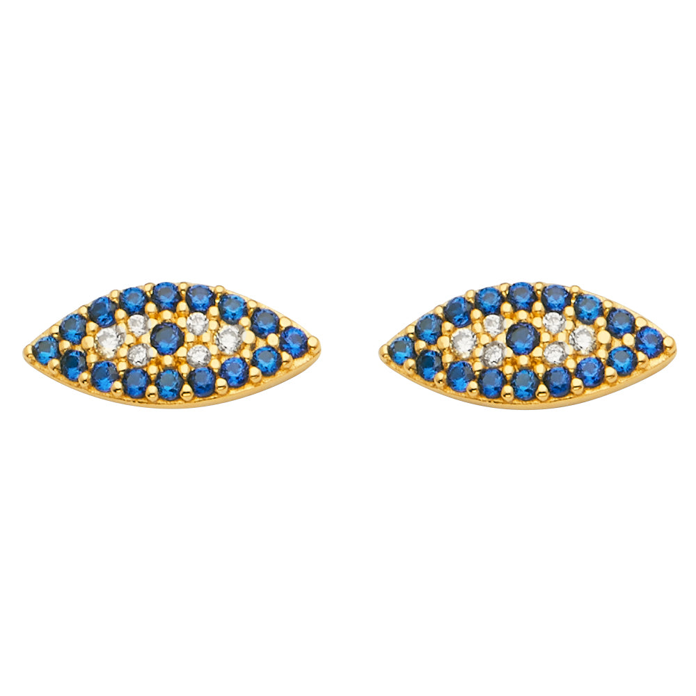 14KY Evil Eye CZ Earrings with Push Back
