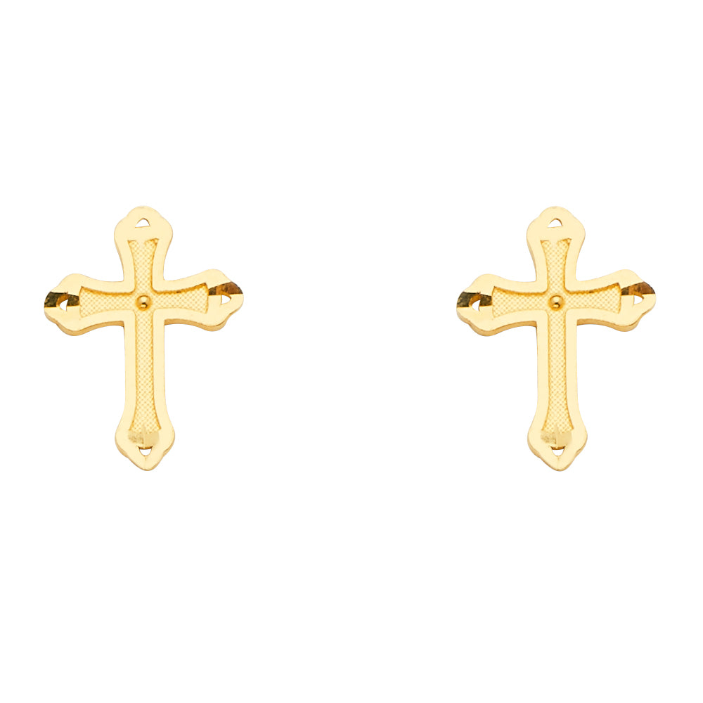 14KY Cross Earrings with Push-Back
