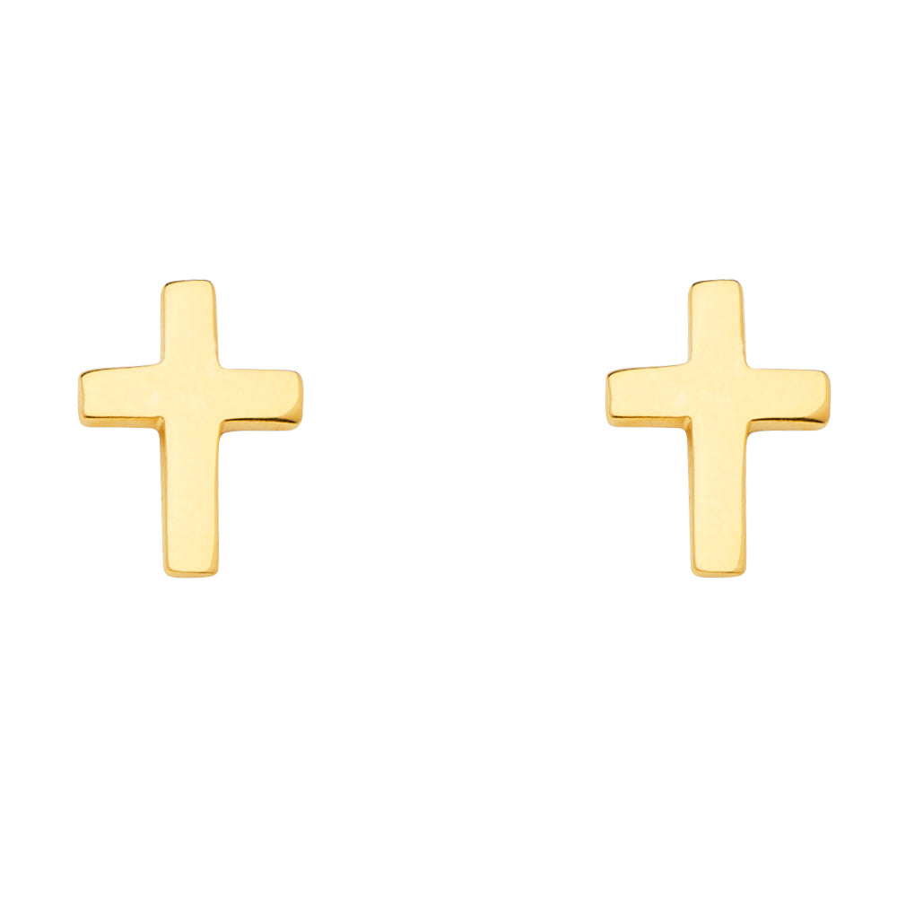 14KY Cross Earrings with Push Back