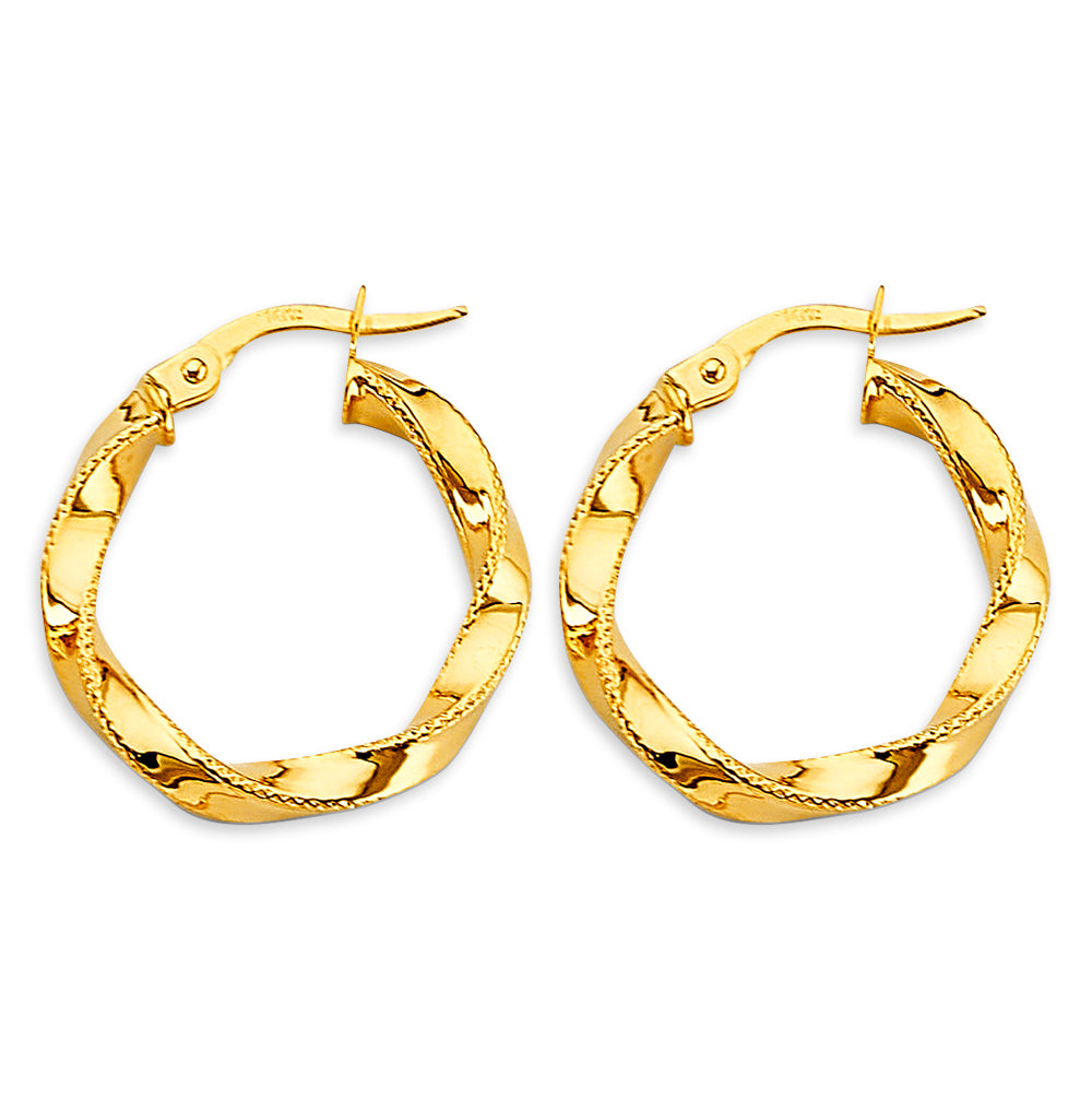 14KY 2.8mm Twisted Hoop Earrings