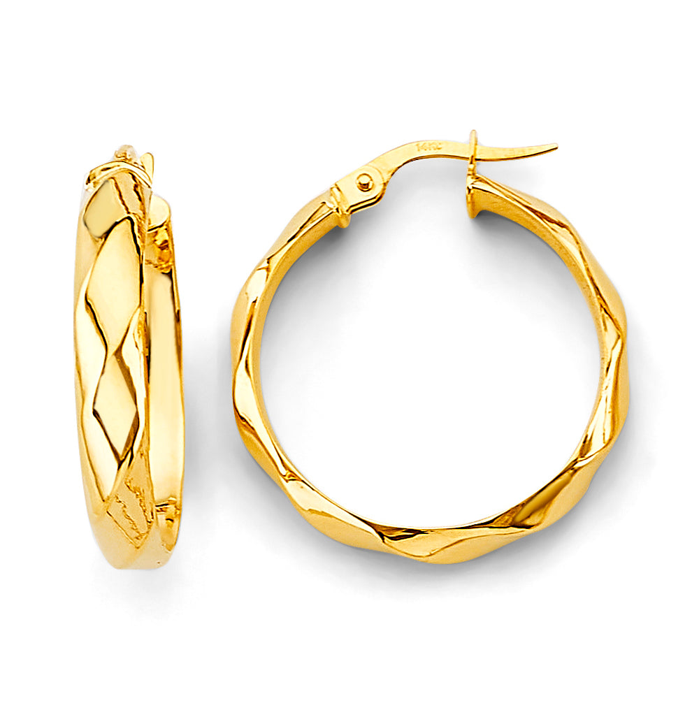 14KY Shiny Hoop Earrings ER-1763