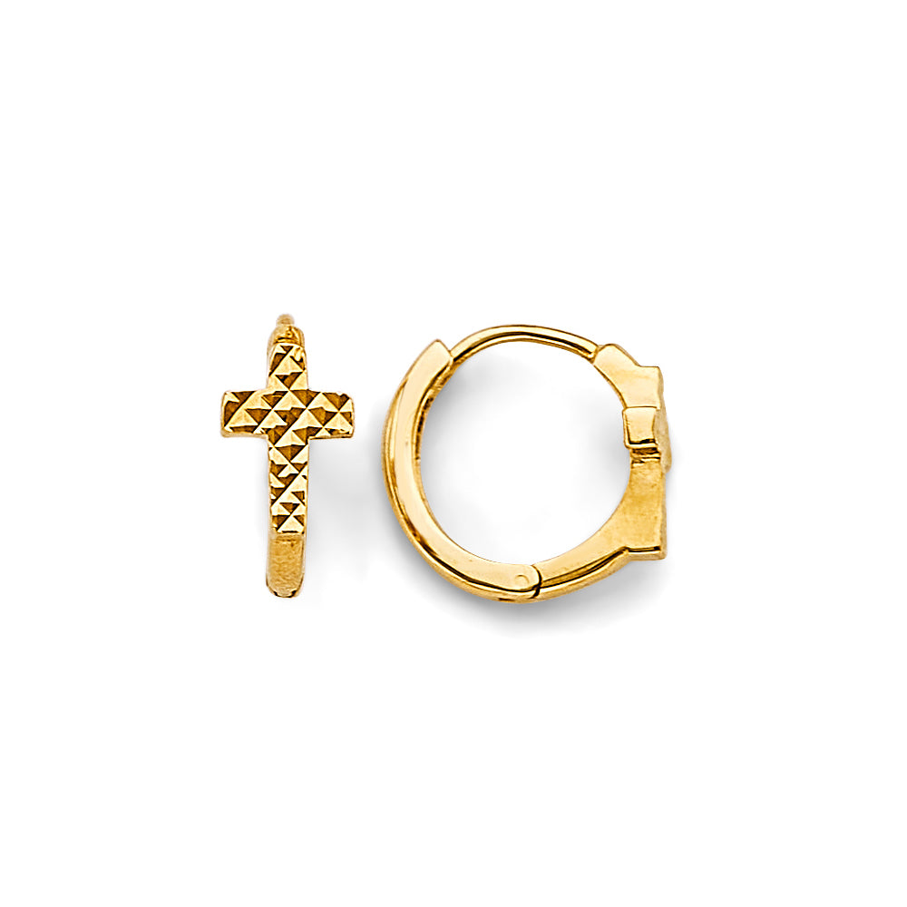 14KY DC Cross Huggies Earrings