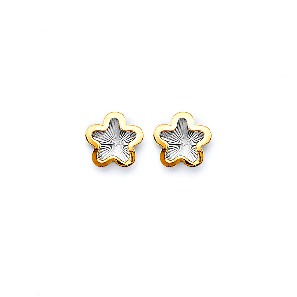 14K 2T DC Star Push-Back Earrings