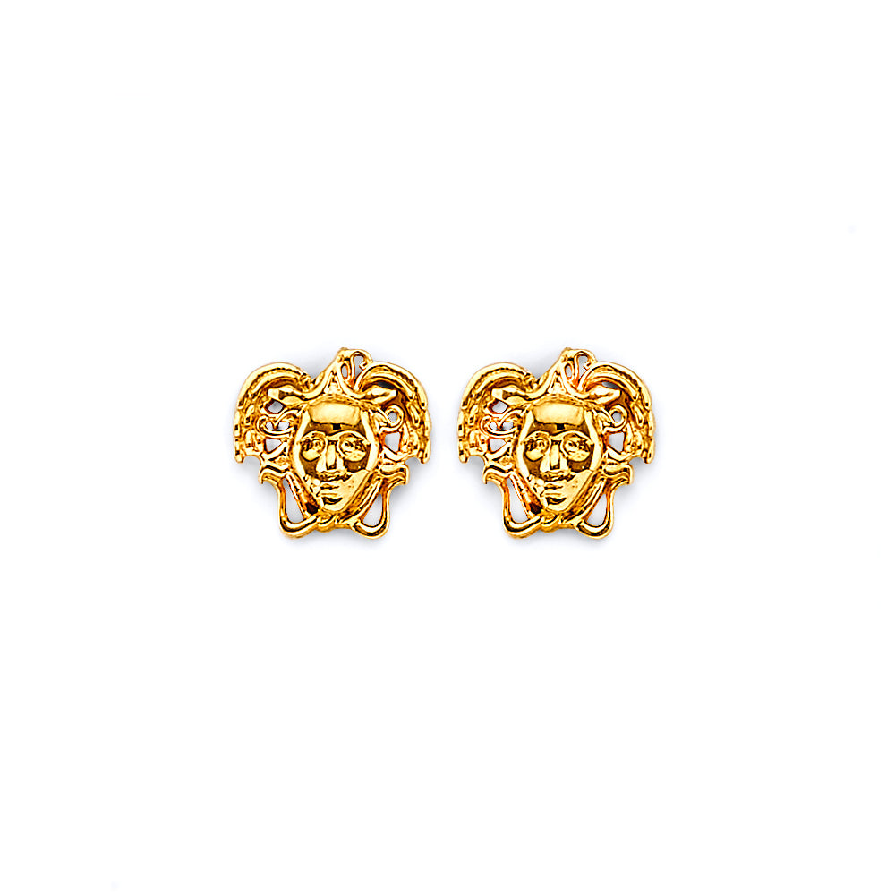 14KY CZ Medusa Push-Back Earrings