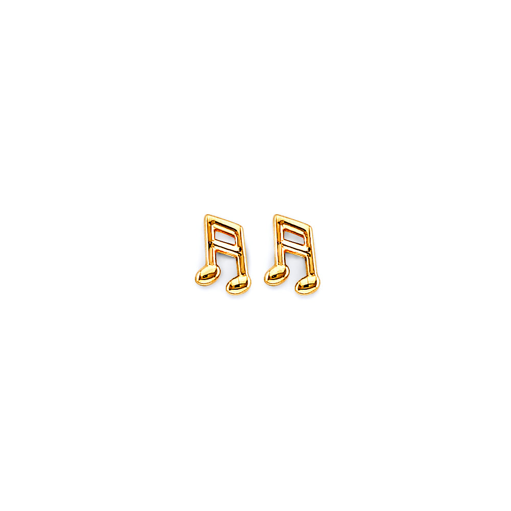 14K 2T Music Note Push-Back Earrings