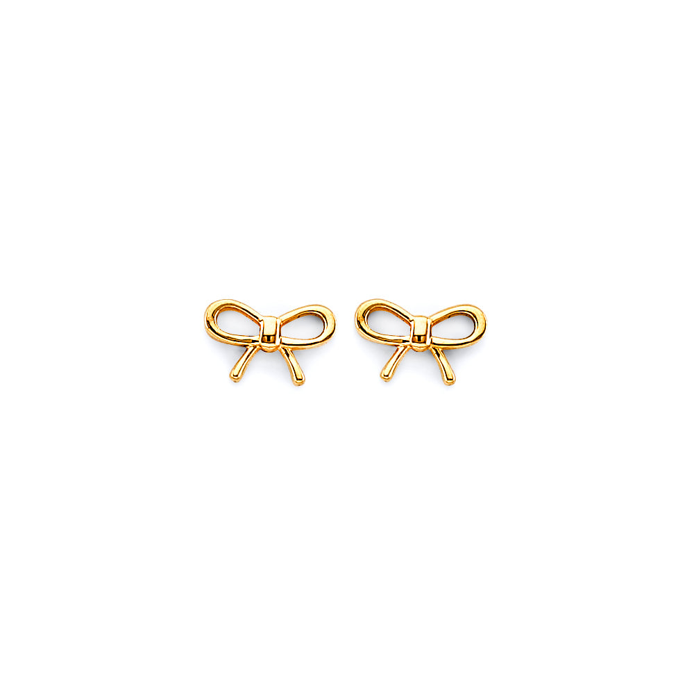 14KY Ribbon Push-Back Earrings