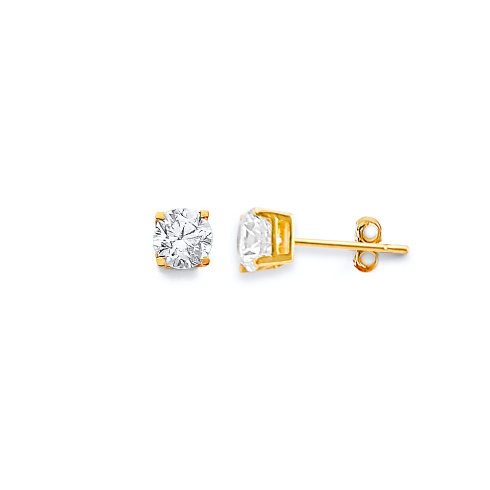 14KY Fancy Square Basket 5mm Stud Earrings