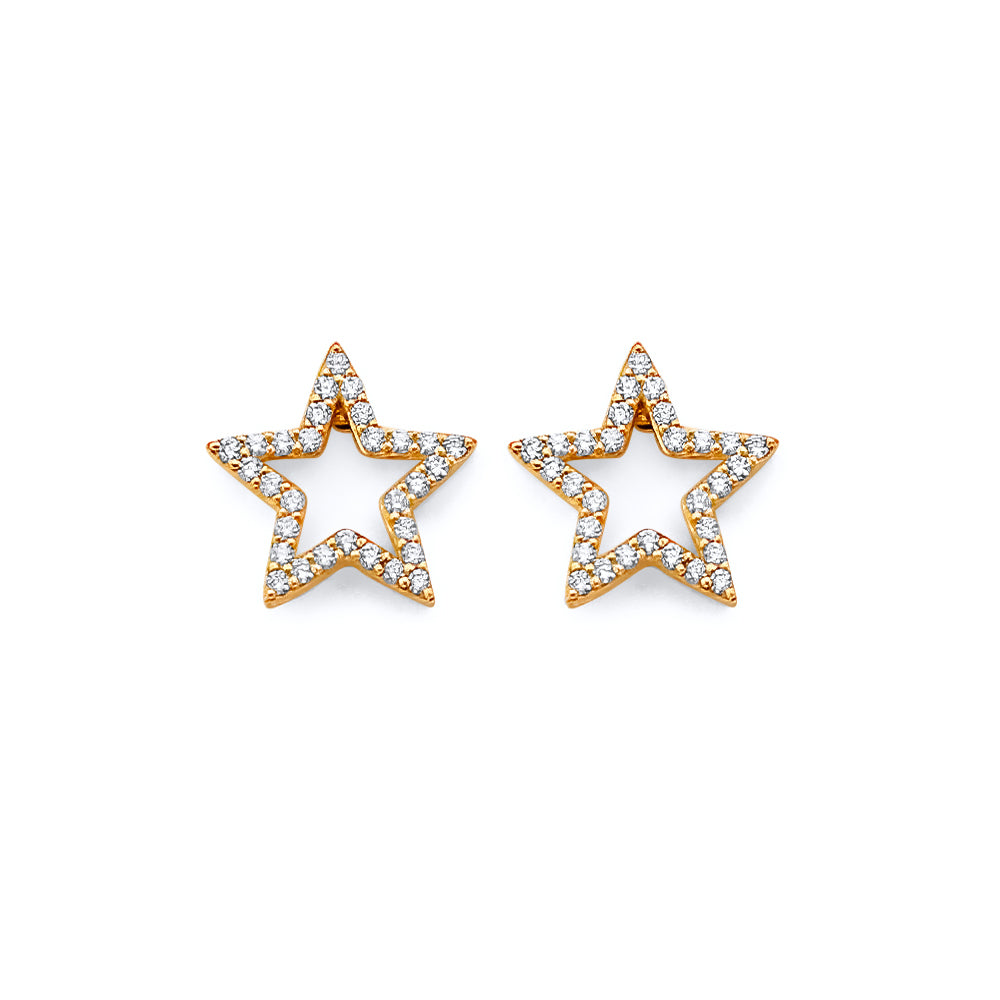 14KY CZ Star Push-Back Earrings