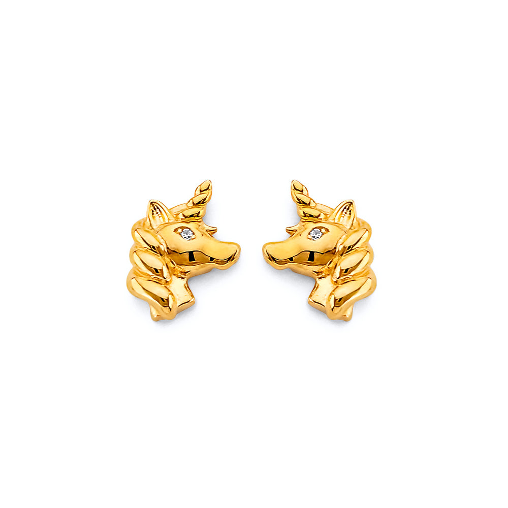 14KY Unicorn Push-Back Earrings
