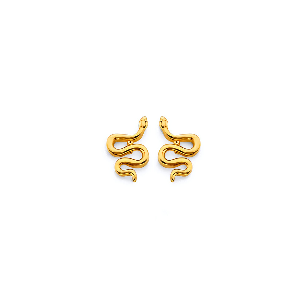 14KY CZ Snake Push-Back Earrings