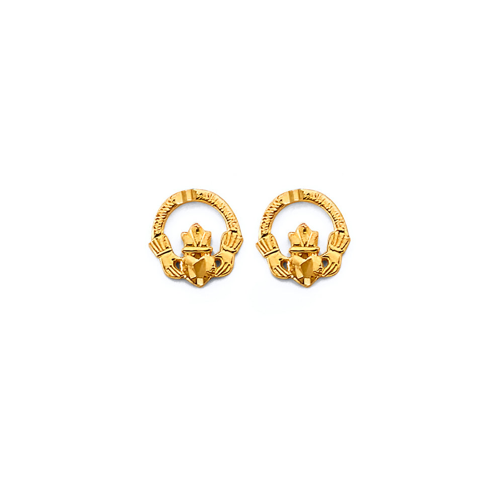 14KY Claddagh Push-Back Earrings