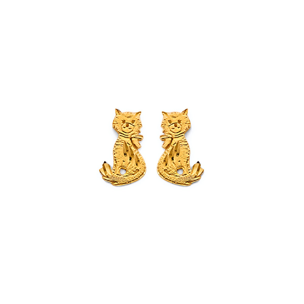 14KY Cat Push-Back Earrings