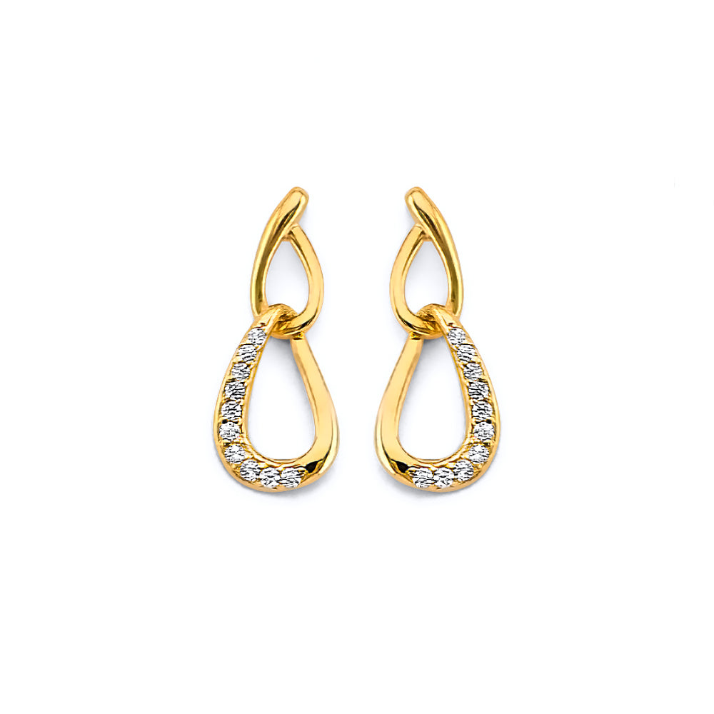 14KY CZ Push Back Earrings