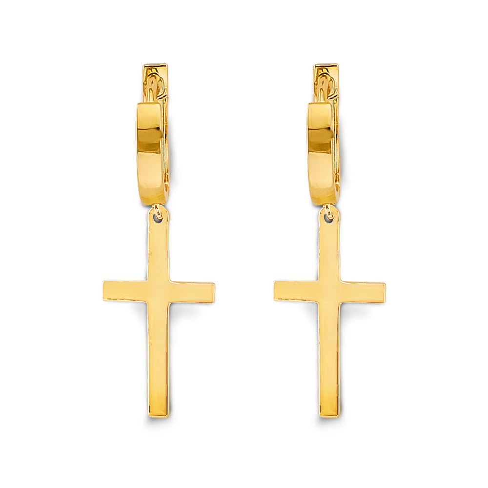 14KY Cross Huggies Earrings