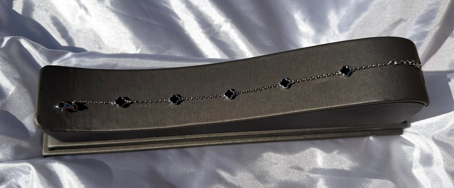 Black Clover Sterling Silver Bracelet