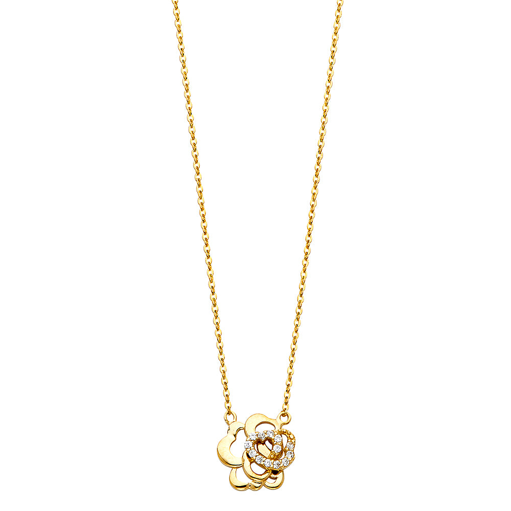 14KY Intertwined Flower Necklace