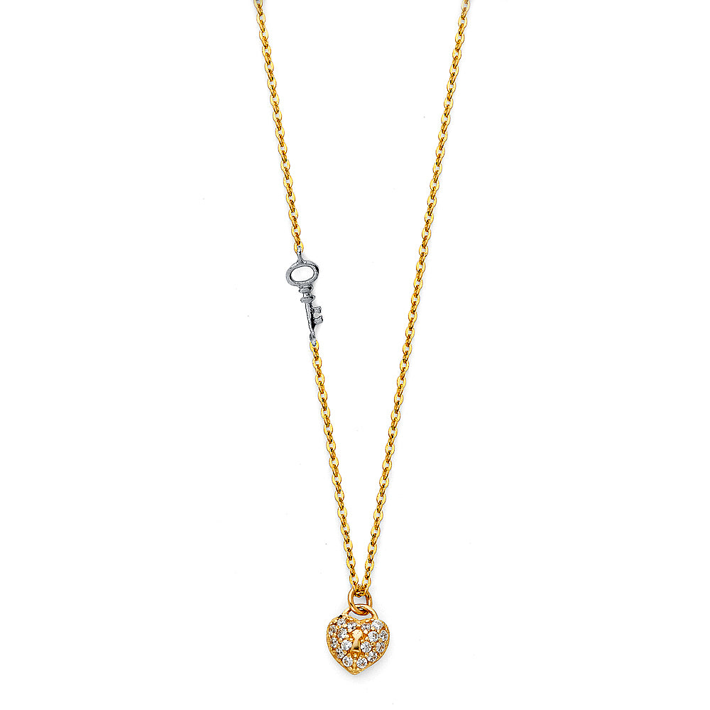 14K 2T Heart Necklace (NK116)